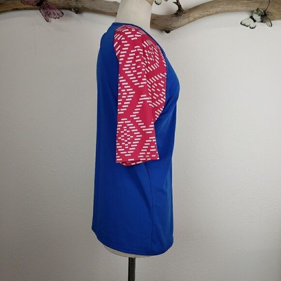 Lularoe Randy blue with pink sleeves - Picture 4 of 4